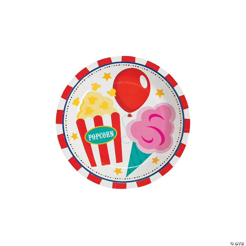 Top 10 β¨ Carnival Party Popcorn, Balloon, Cotton π¬ Candy Paper Dessert Plates - 8 Ct. π - Image 2