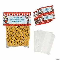 Buy 👏 DIY 4" x 5 1/2" Personalized Carnival Cellophane Treat Bags - 50 pc. 🔔