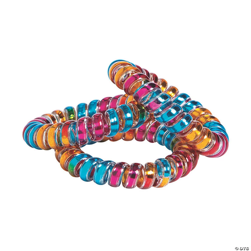 Buy β€οΈ Iridescent Phone Cord Spiral Bracelets - 12 Pc. π― - Image 2