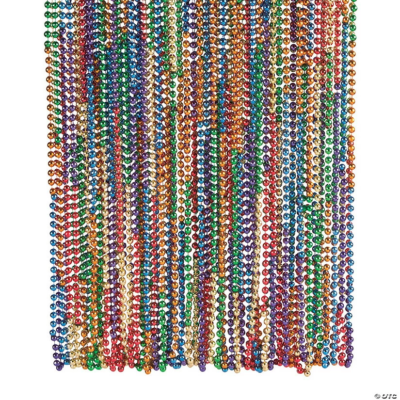 Coupon π Rainbow Mardi Gras Bead Necklaces - 48 Pc. π - Image 2