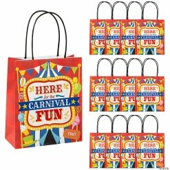 New 🌟 7 1/2" x 9" Medium Carnival Paper Gift Bags - 12 Pc. ✨