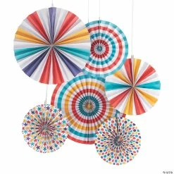 Deals 🎉 8" - 16" Carnival Hanging Paper Fans - 6 Pc. ✨