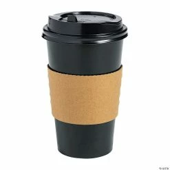 Hot Sale β€οΈ Solid Color Paper Coffee Cups with Lids & Sleeves - 12 Ct. π―