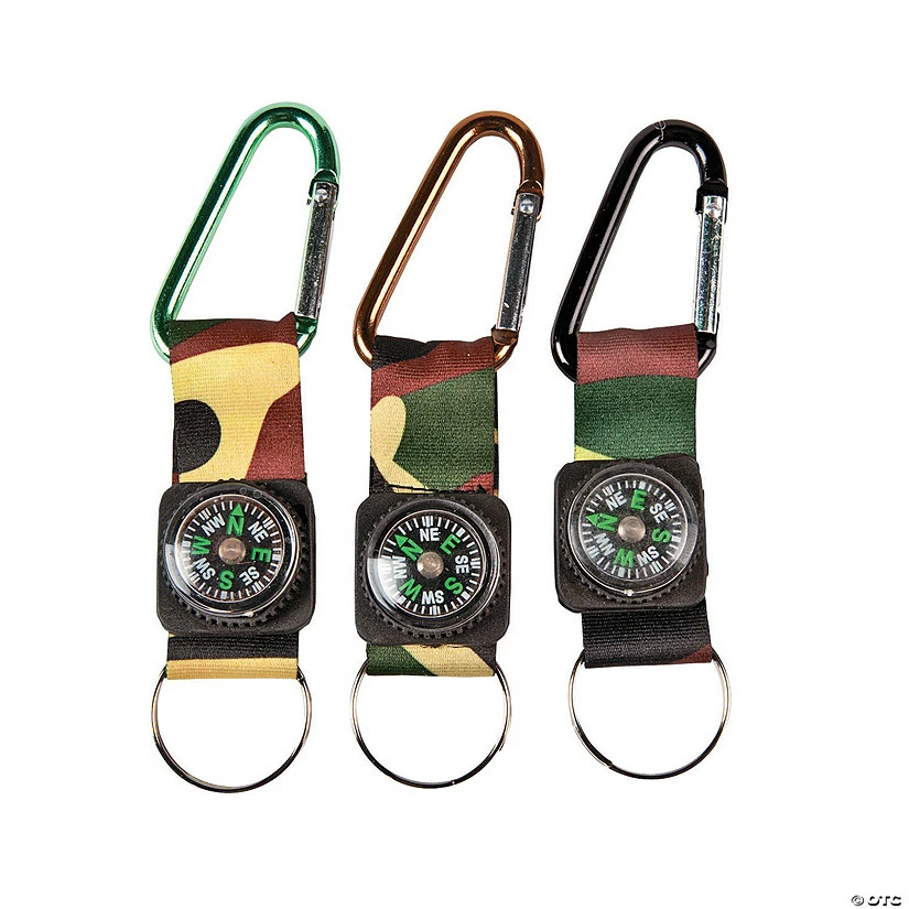Best Pirce π Camouflage Army Belt Clip Toy Compass Carabiner Keychains - 12 Pc. π―
