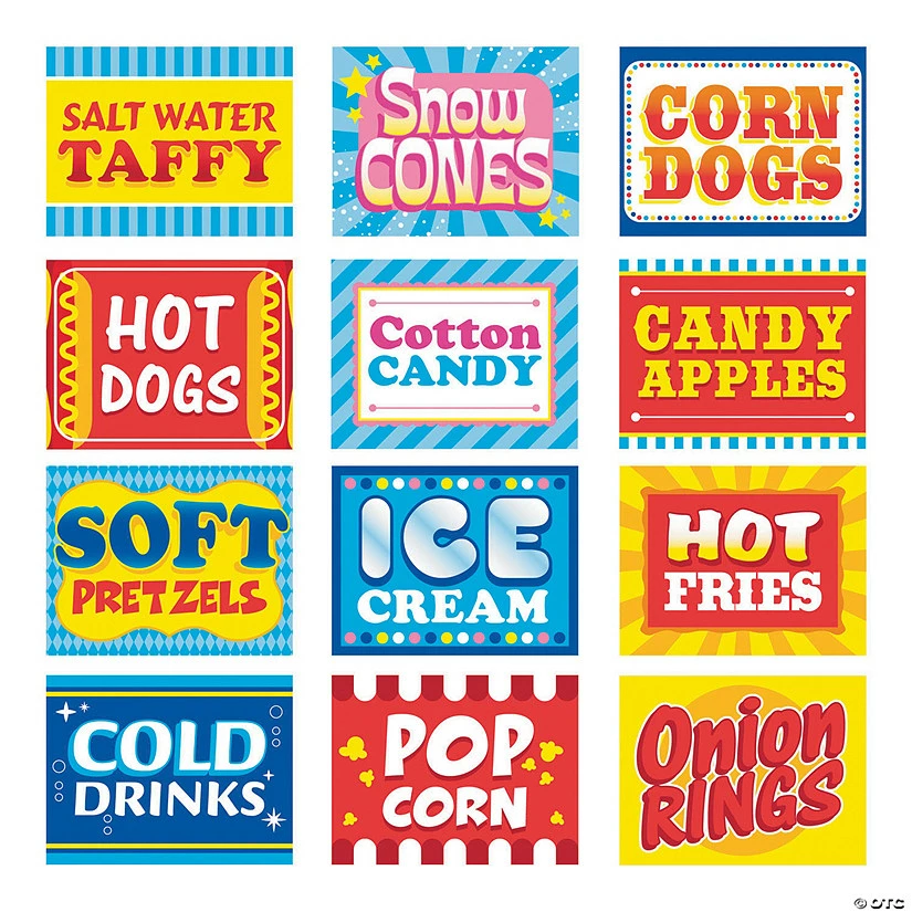 Brand new π Carnival Food Signs - 12 Pc. π