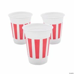 Hot Sale π Carnival Red & White Stripe Plastic Cups - 50 Pc. π
