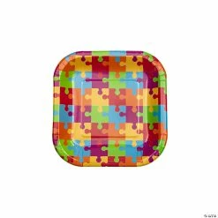 Cheap π₯ Game Night Colorful Puzzle Pieces Square Paper Dessert Plates - 8 Ct. β