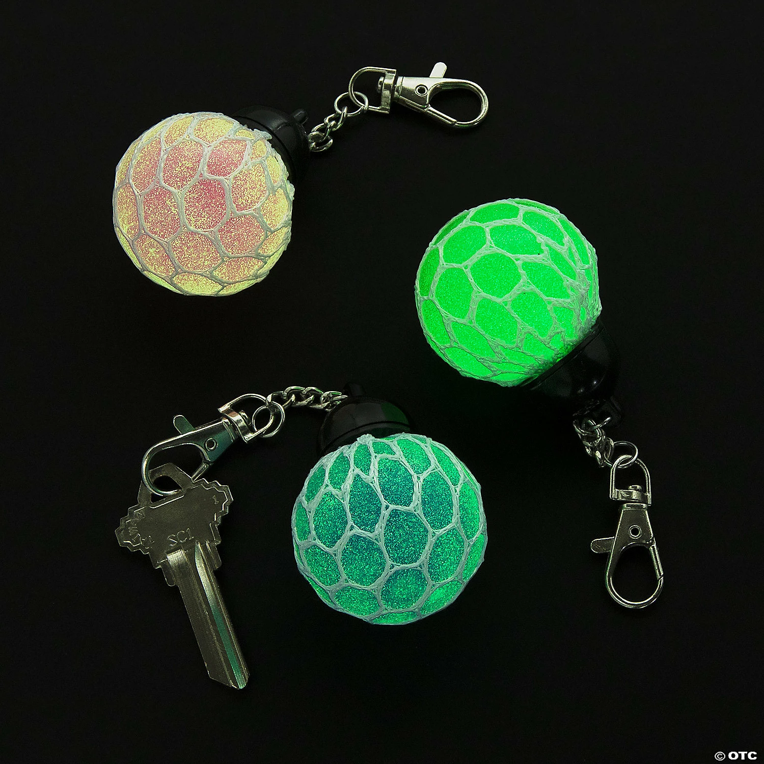 Best Pirce β€οΈ Glow-in-the-Dark Mesh-Covered Squeeze Ball π Backpack Clips - 12 Pc. π