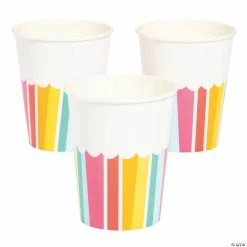 Promo π Happy Day Bright Stripes Paper Cups - 8 Ct. π