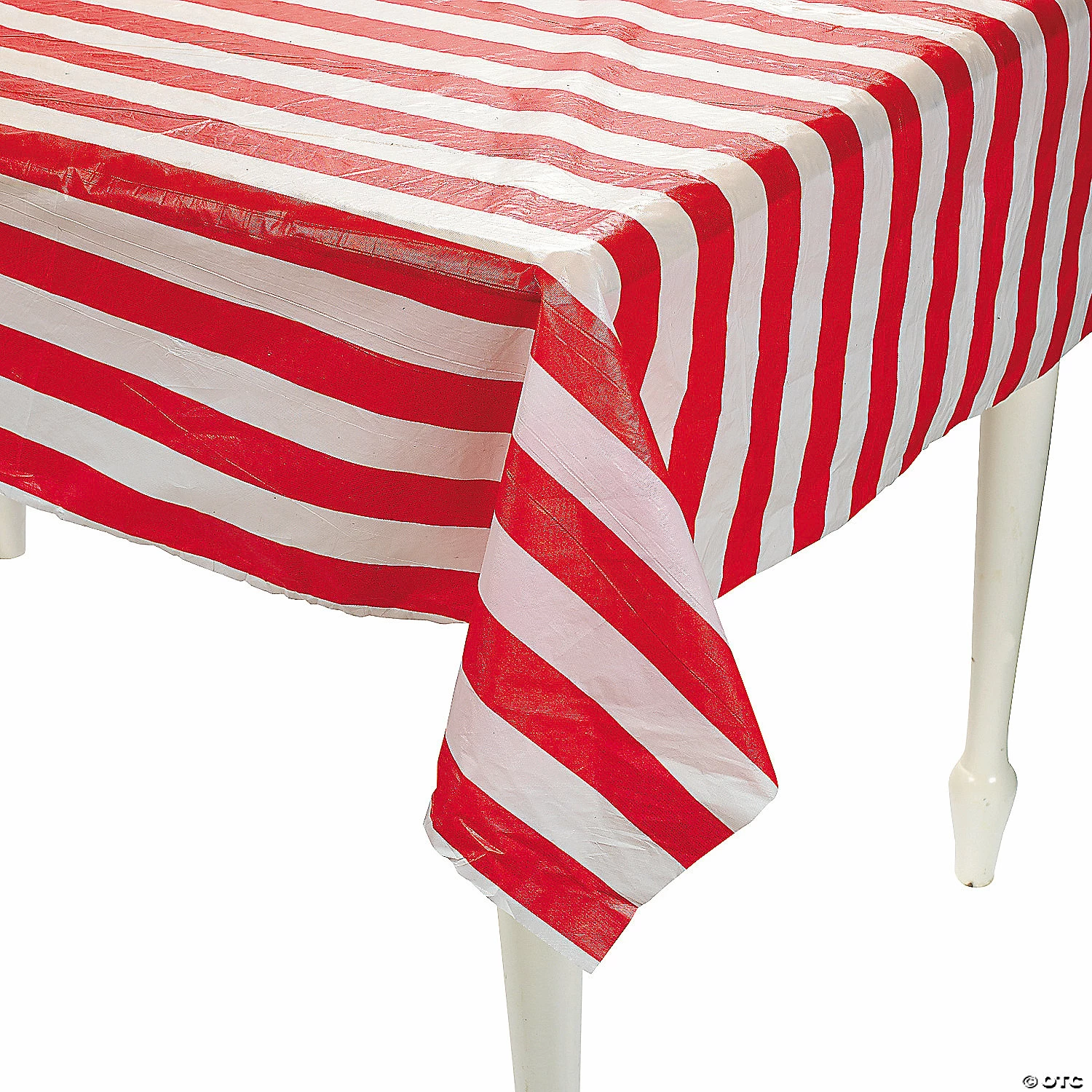 Best deal βοΈ Red & White Striped Plastic Tablecloth Roll β¨ - Image 2