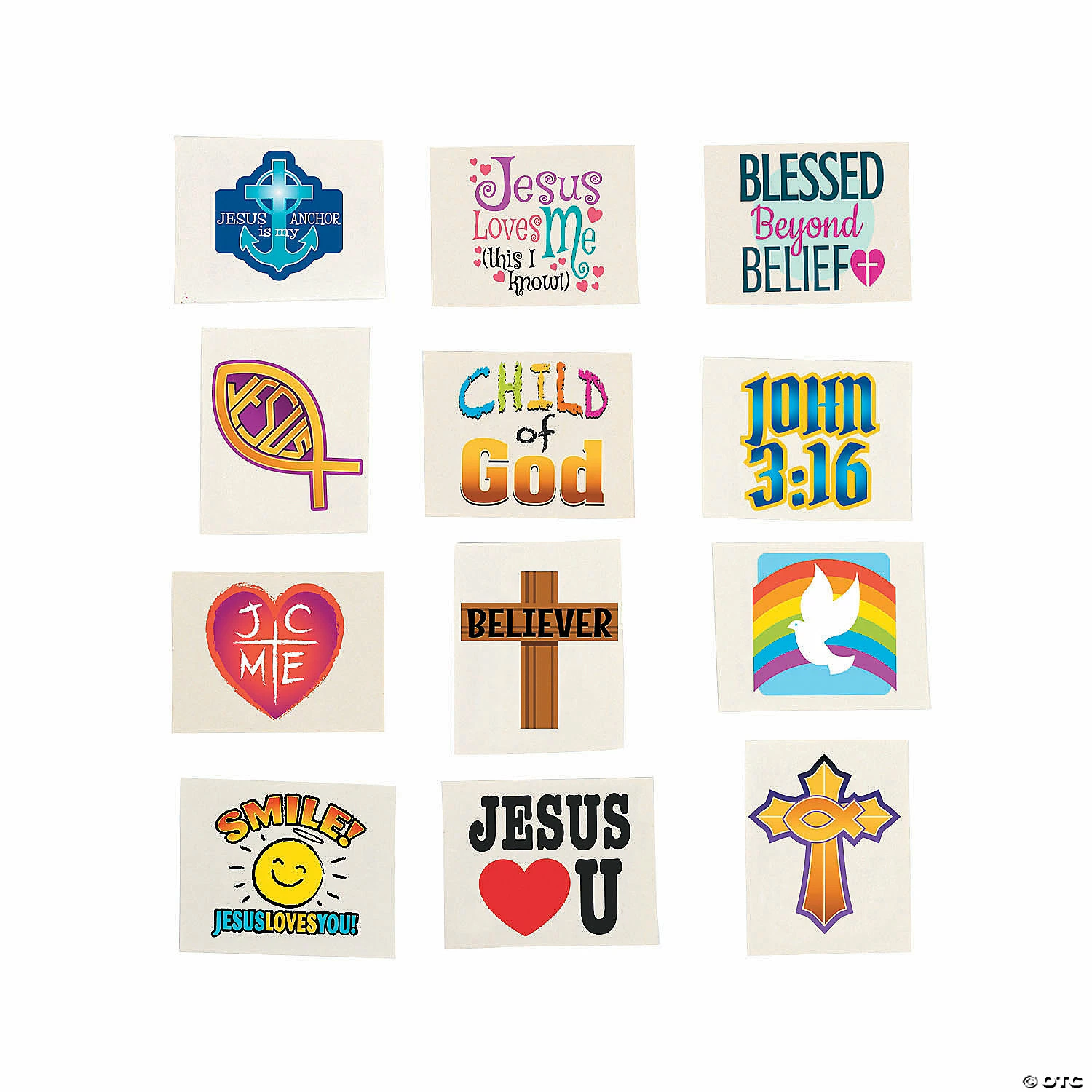 Outlet โ Religious Temporary Tattoos - 72 Pc. ๐