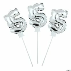 New 🤩 Self-Inflating Number 5 6" Mylar Balloons - 6 Pc. ✔️