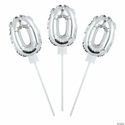 Flash Sale ⭐ Self-Inflating Silver Number 0 6" Mylar Balloons - 6 Pc. 🎁