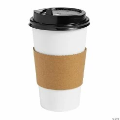 Budget π Solid Color Paper Coffee Cups with Lids & Sleeves - 12 Ct. π